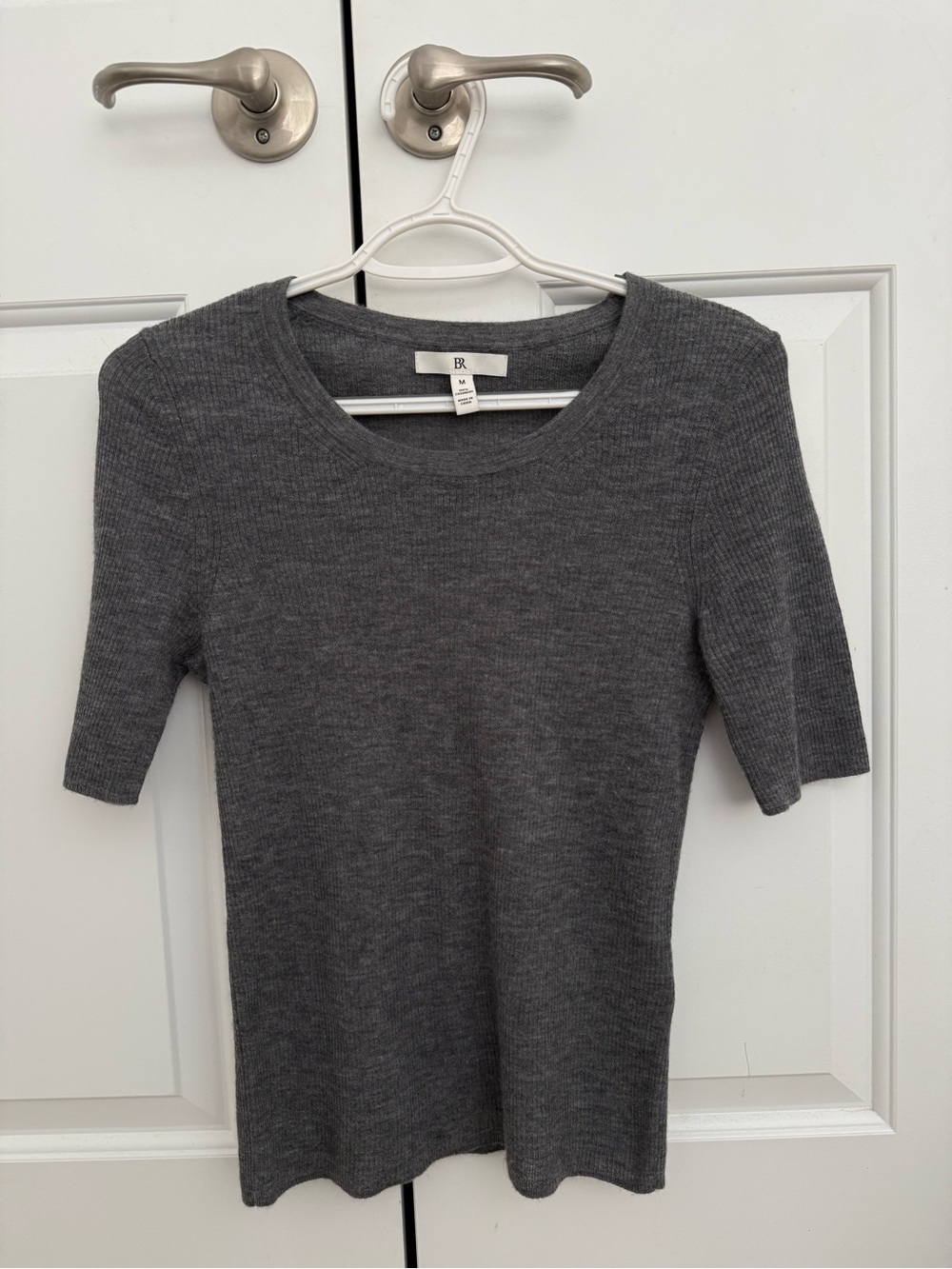 Banana Republic Charcoal Gray Cashmere Short-Sleeve Knit Top